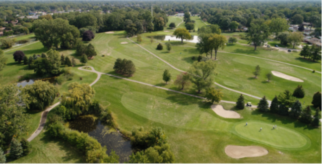 aerial view of golf course